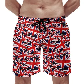 Пляжные шорты с флагами Великобритании, Британская Англия, Гавайи, Короткие брюки, Мужские Быстросохнущие плавки для бега на Заказ, Подарок на День рождения