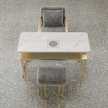 Простой маникюрный столик из кованого железа с выдвижным ящиком, Высококлассная дизайнерская мебель для салона Красоты, профессиональный маникюрный стол, мраморный рабочий стол