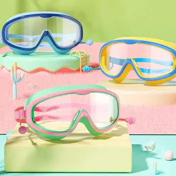 Противотуманные плавательные очки для водных видов спорта, Большая оправа, Широкий обзор, плавательные принадлежности, Мягкие Водонепроницаемые плавательные очки для плавания