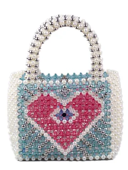 Роскошная сумочка из бисера, красочный праздничный клатч с сердечком, дизайнерская сумка на цепочке, свадебные женские кошельки, сумки, Шикарный кошелек