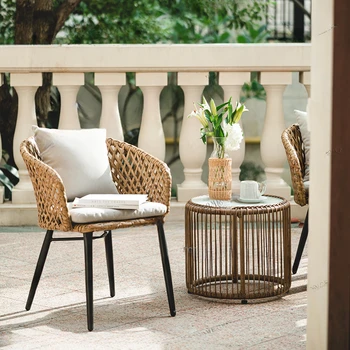 Скандинавская уличная мебель, домашний ротанговый стул, внутренний двор, сад, ротанговый балкон, стулья для отдыха со спинкой, пляжный стул для кемпинга на открытом воздухе