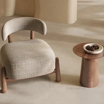 Скандинавский минимализм, стулья для гостиной из массива дерева, балкон, Тканевый диван из гостиничной ткани, спинка стула, Дизайнерский односпальный диван для гостиной