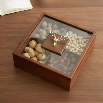 Современная коробка для конфет и сухофруктов из массива дерева, журнальный столик в гостиной, многослойная перегородка для хранения, запечатанная