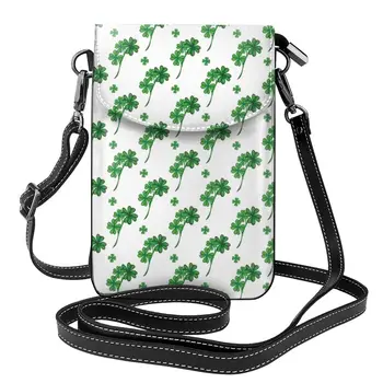 Сумка через плечо с рисунком ирландского трилистника, женские модные сумки на День Святого Патрика, Многоразовый кожаный офисный кошелек