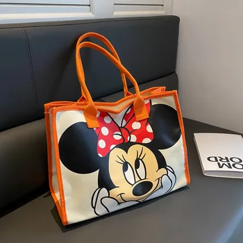 Холщовая сумка через плечо с Микки Маусом Disney, женская летняя рабочая сумка большой емкости 2023, Новая сумка с мультяшной Минни.
