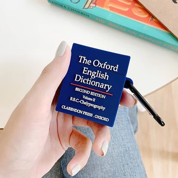 Чехол для Оксфордского словаря, силиконовый чехол для защиты от падения для Apple Airpods 1 2 pro, коробка для зарядки, брелок, забавные аксессуары для 3D-книг