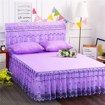 Юбка-кровать принцессы с кружевными украшениями - милый корейский стиль, высококачественное постельное белье для короля/ королевы, двуспальная простыня, 1 шт.