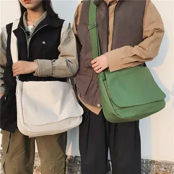 Японская холщовая сумка через плечо для женщин 2023, хлопчатобумажная ткань, Мужские студенческие ранцы, унисекс, большие Женские сумки-мессенджеры через плечо